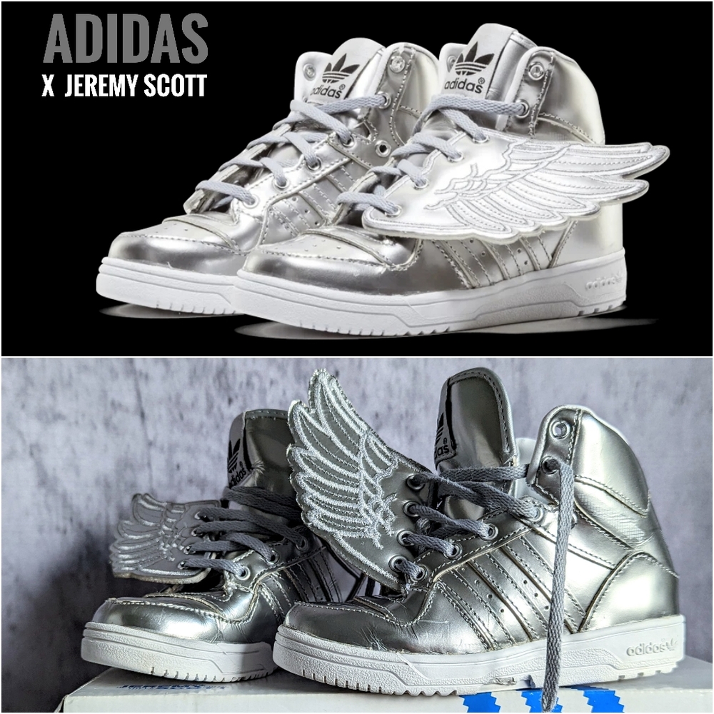 Adidas x Jeremy Scott Wings Metal Model sneakers in Silver, size 9 toddler